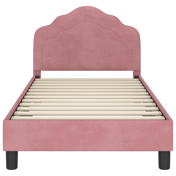 Struttura letto bambini con testata Rosa 80 x 160 cm Velluto 42010939