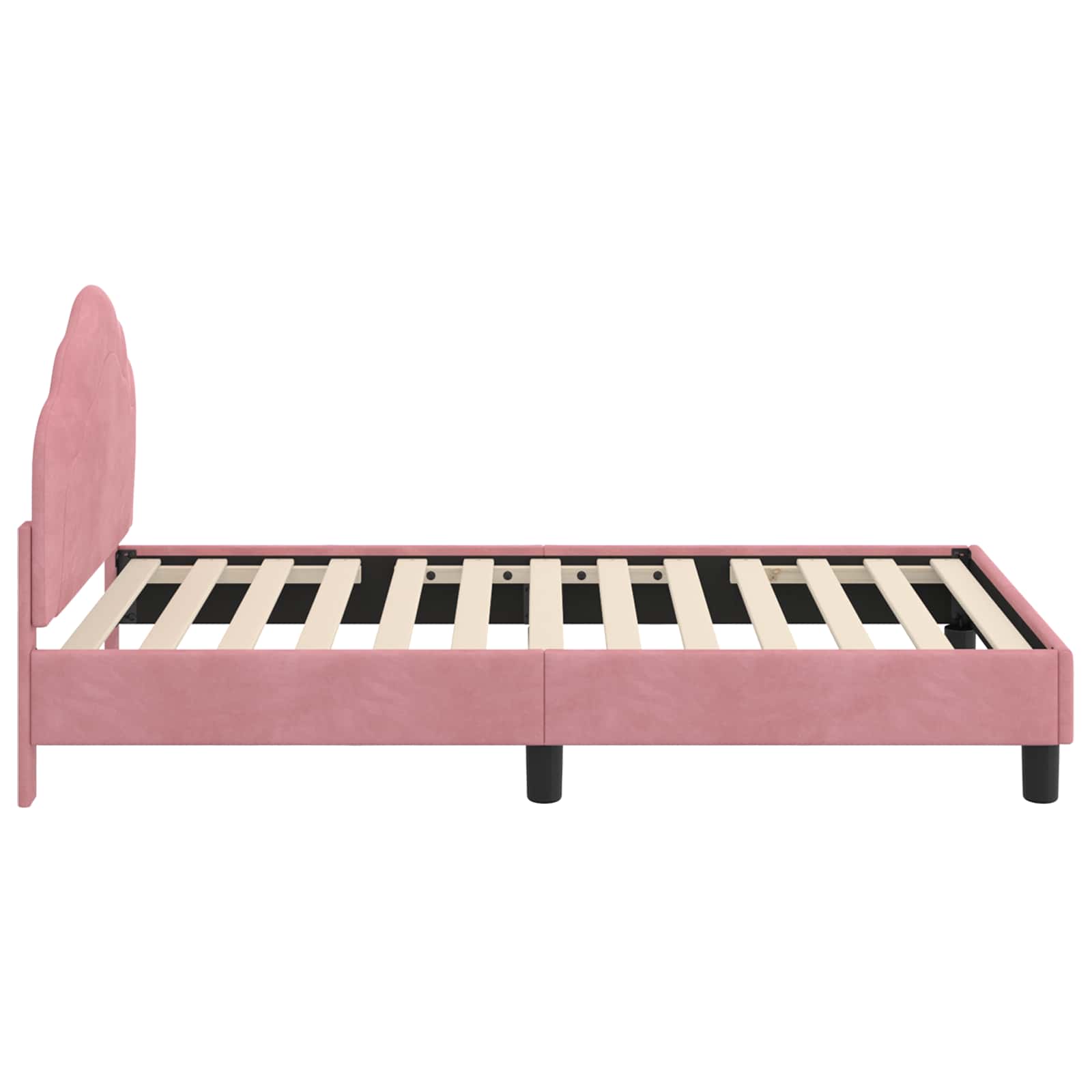 Struttura letto bambini con testata Rosa 80 x 160 cm Velluto 42010939