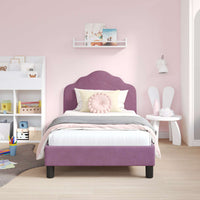 Struttura letto bambini con testata Viola 80 x 160 cm Velluto 42010940