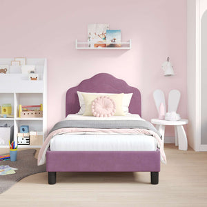 Struttura letto bambini con testata Viola 80 x 160 cm Velluto 42010940
