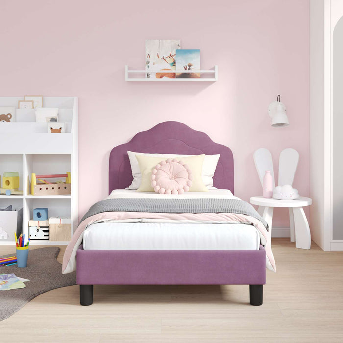 Struttura letto bambini con testata Viola 80 x 160 cm Velluto 42010940
