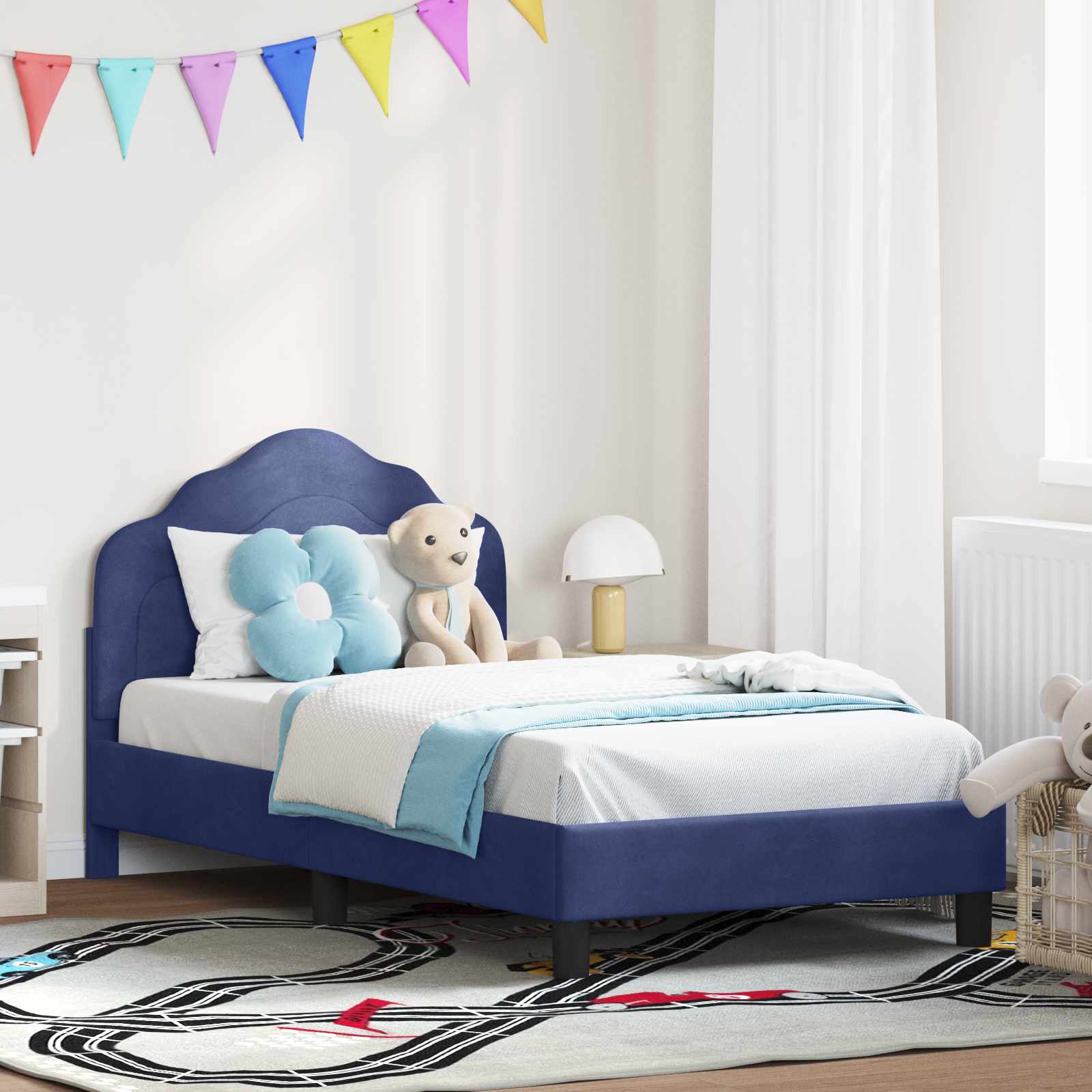 Struttura letto bambini con testata Blu Polizia 80 x 160 cm 42010942