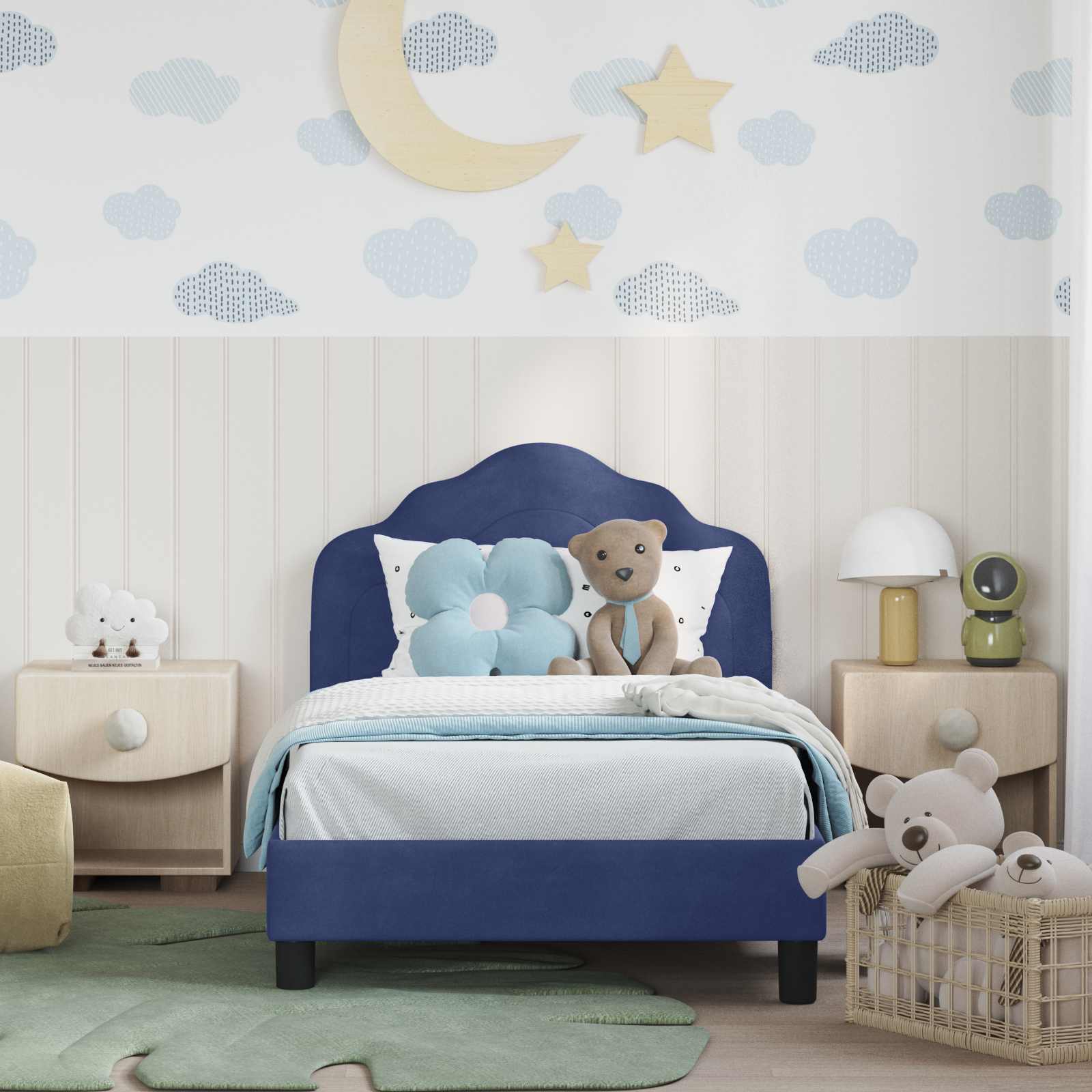 Struttura letto bambini con testata Blu Polizia 80 x 160 cm 42010942