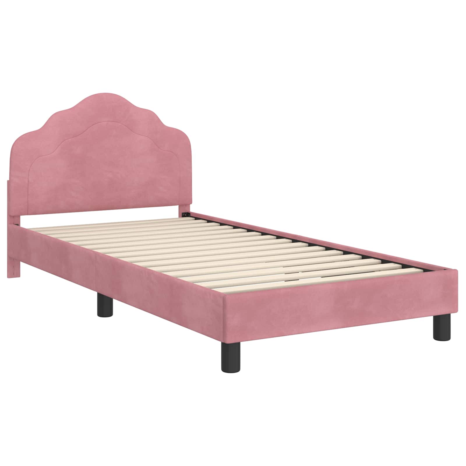 Struttura letto bambini con testata Rosa 80 x 200 cm Velluto 42010946