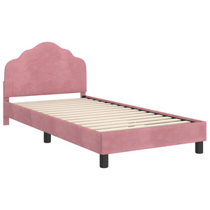 Struttura letto bambini con testata Rosa 80 x 200 cm Velluto 42010946