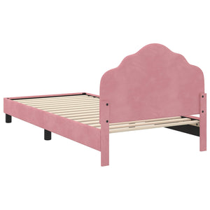 Struttura letto bambini con testata Rosa 80 x 200 cm Velluto 42010946