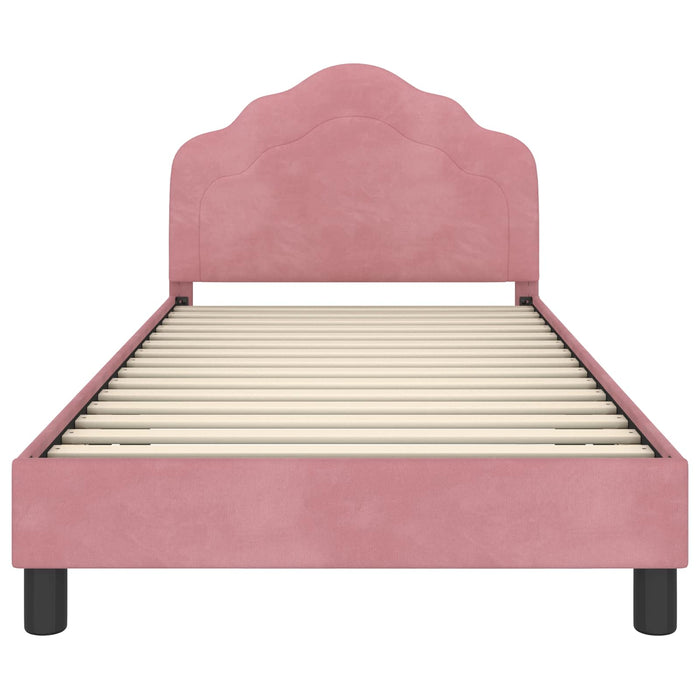 Struttura letto bambini con testata Rosa 80 x 200 cm Velluto 42010946