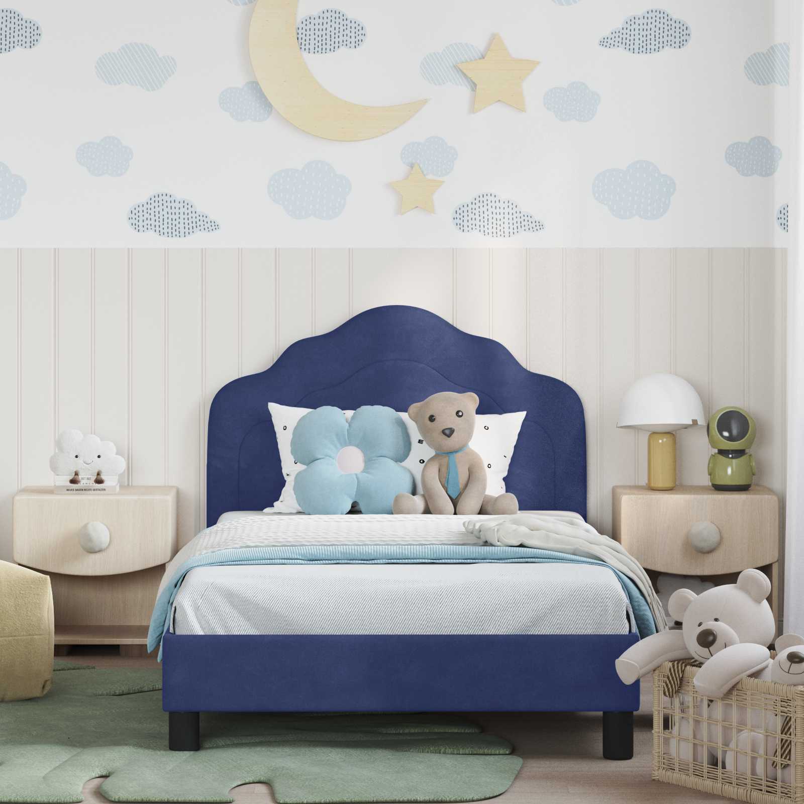 Struttura letto bambini con testata Blu Polizia 80 x 200 cm 42010949