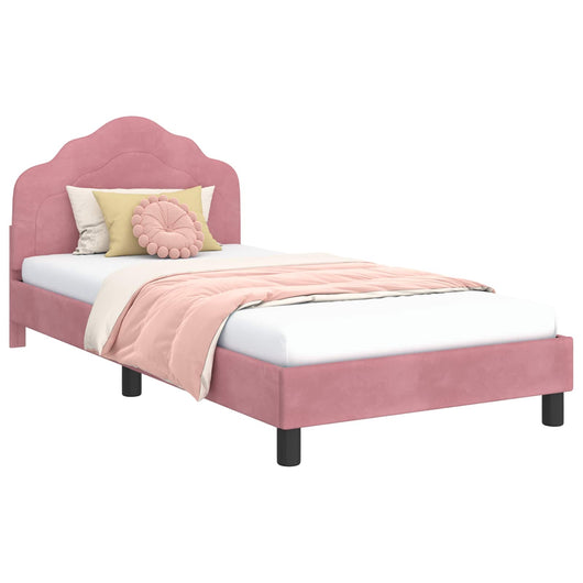 Struttura letto bambini con testata Rosa 90 x 190 cm Velluto 42010953