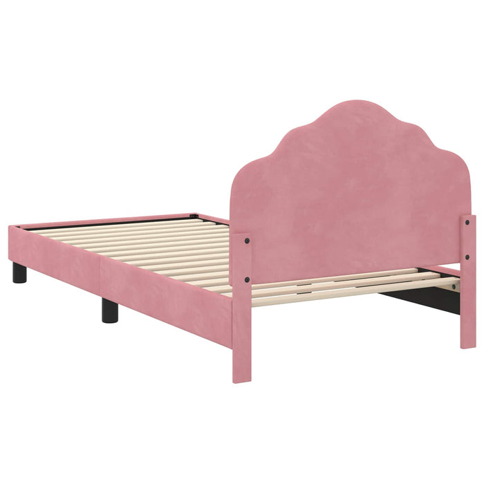 Struttura letto bambini con testata Rosa 90 x 190 cm Velluto 42010953
