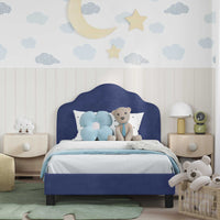 Struttura letto bambini con testata Blu Polizia 90 x 190 cm 42010956