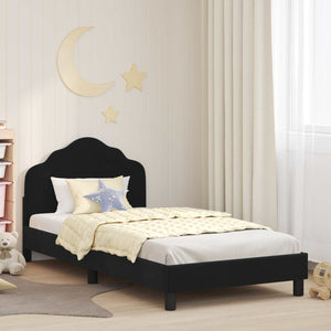 Struttura letto bambini con testata Nero 90 x 200 cm Velluto 42010959