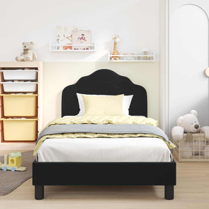 Struttura letto bambini con testata Nero 90 x 200 cm Velluto 42010959