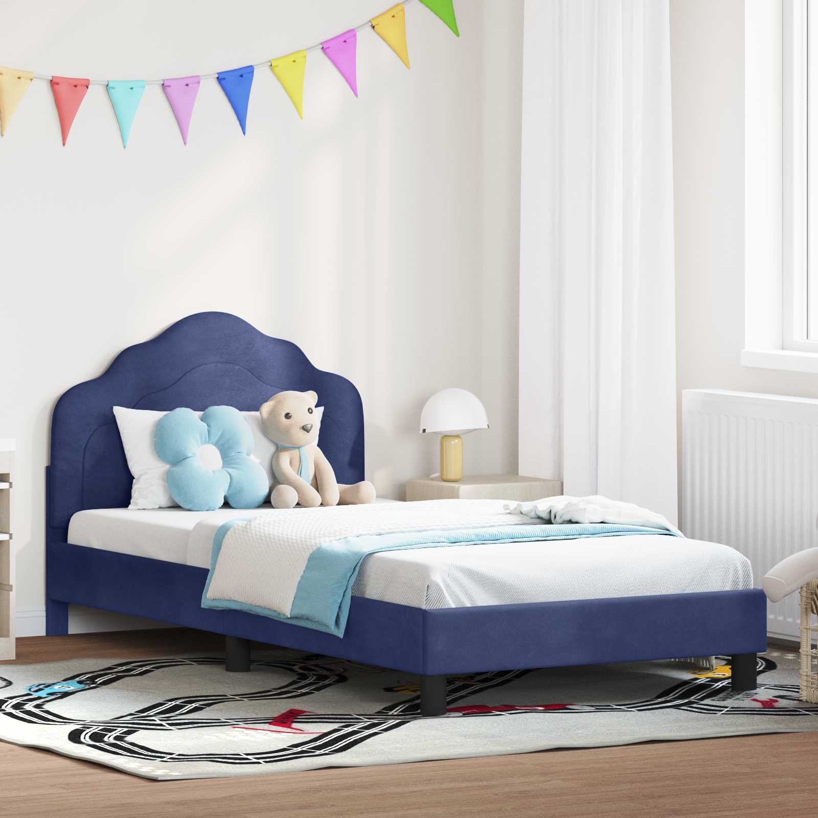 Struttura letto bambini con testata Blu Polizia 90 x 200 cm 42010963
