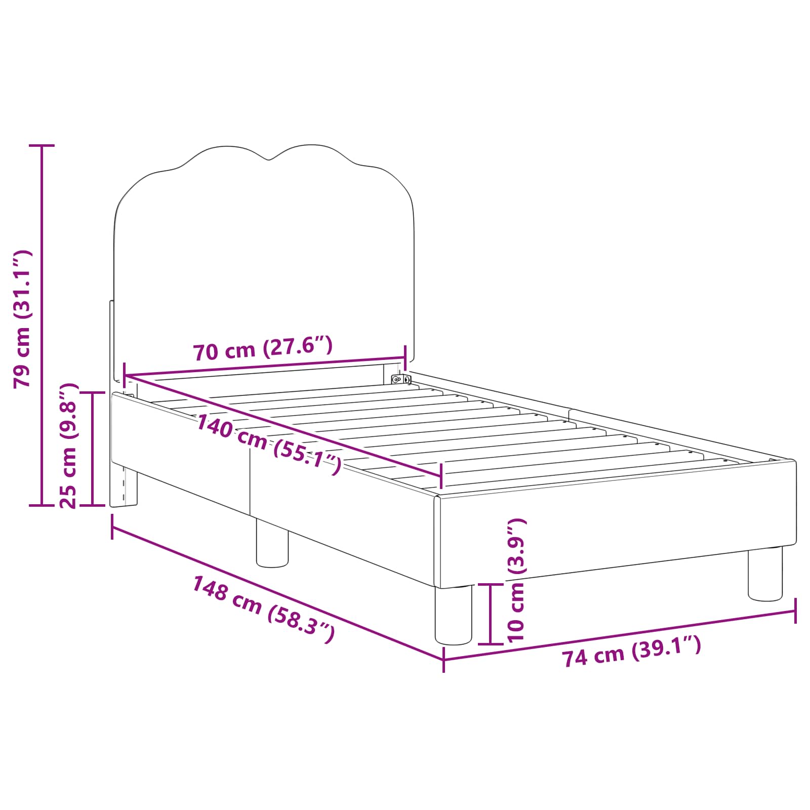Struttura letto per bambini con testata Grigio chiaro 42010966