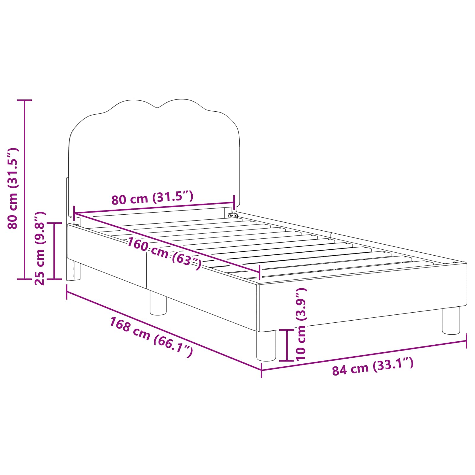 Struttura letto bambini con testata Crema 80 x 160 cm 42010967
