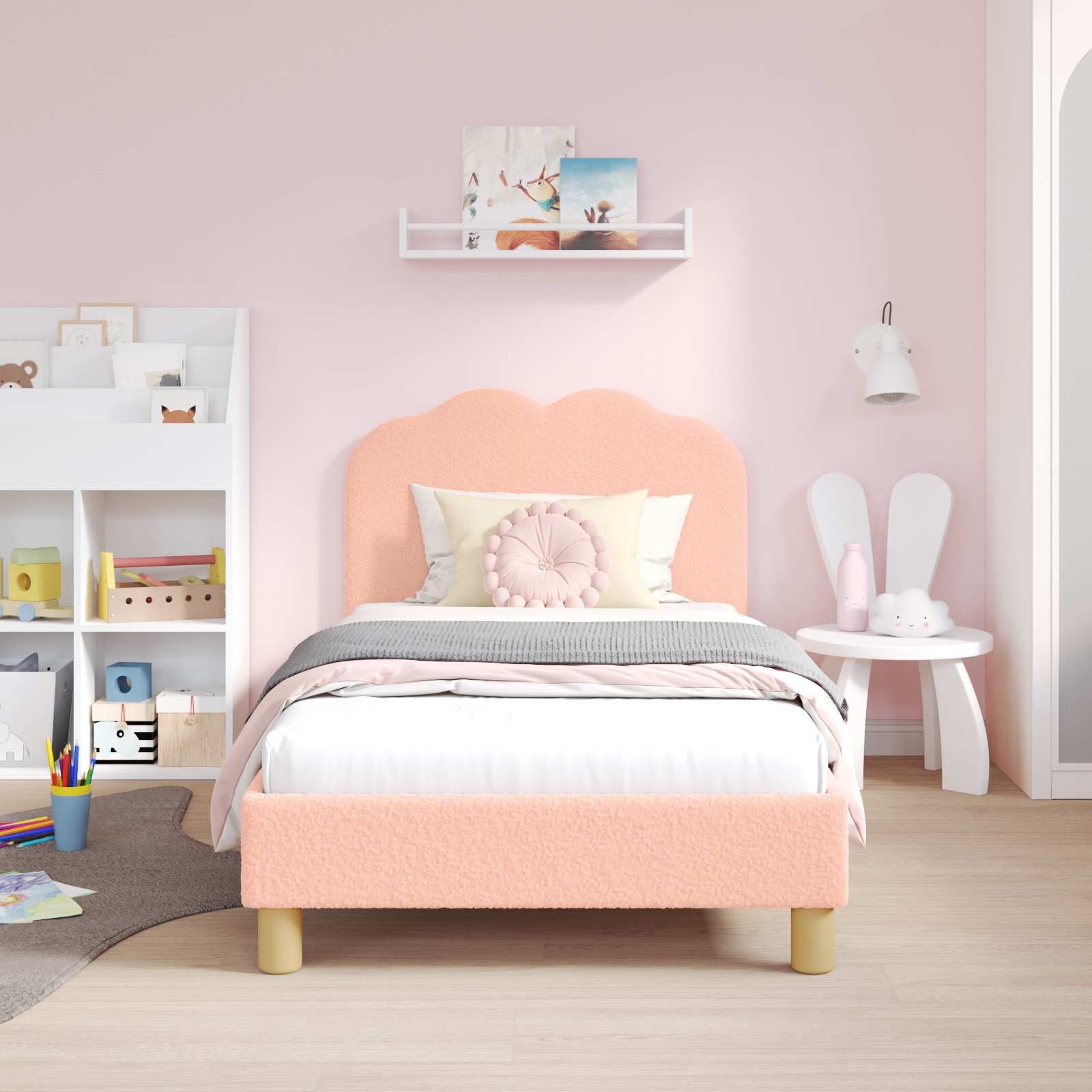 Struttura letto bambini con testata Rosa 80 x 160 cm 42010968