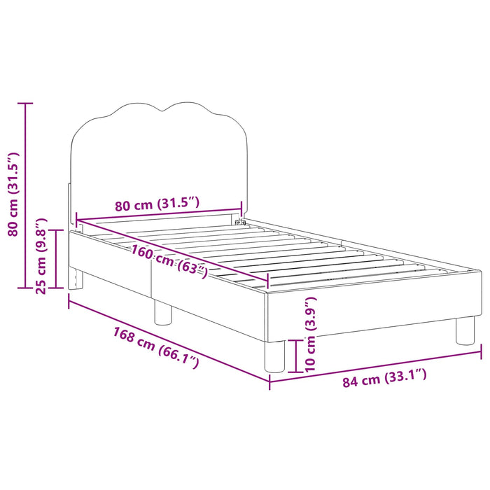 Struttura letto bambini con testata Grigio chiaro 80 x 160 cm 42010969