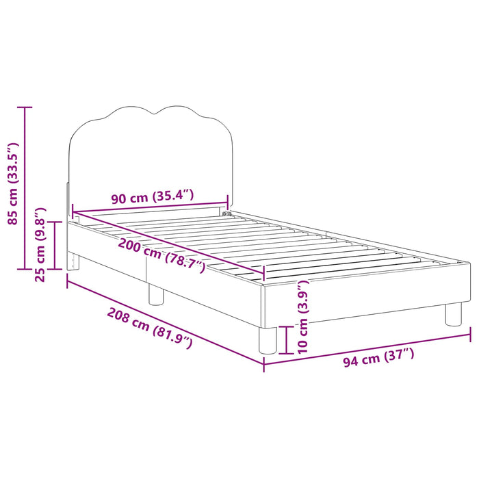 Struttura letto bambini con testata Crema 90 x 200 cm 42010976