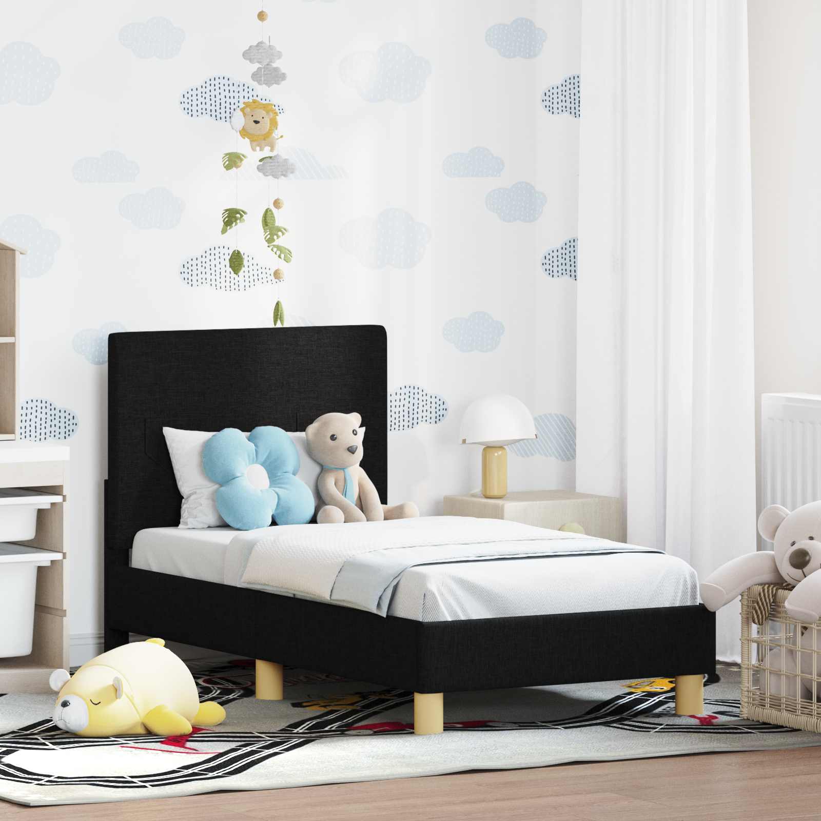 Struttura letto per bambini con testata Nero 70 x 140 cm 42010981