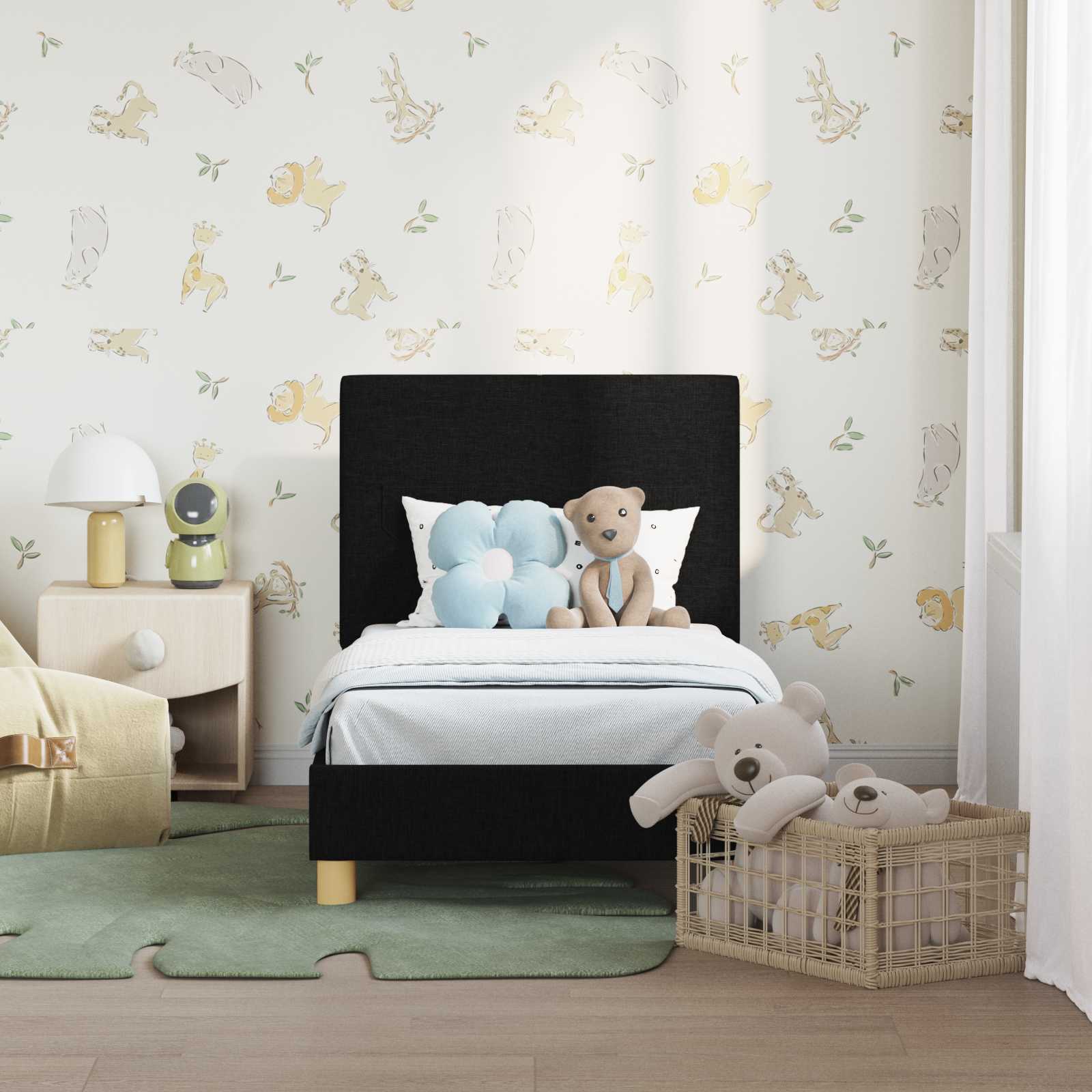 Struttura letto per bambini con testata Nero 70 x 140 cm 42010981