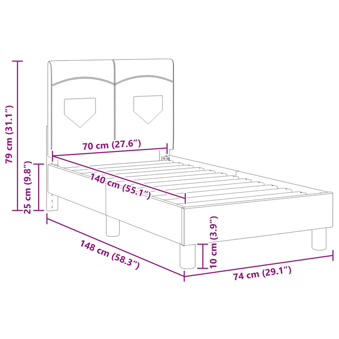 Struttura letto per bambini con testata Rosa 70 x 140 cm 42010982