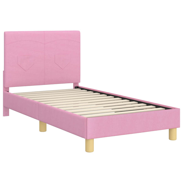 Struttura letto bambini con testata Rosa 80 x 160 cm Tessuto 42010987