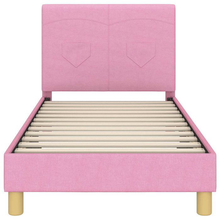 Struttura letto bambini con testata Rosa 80 x 160 cm Tessuto 42010987