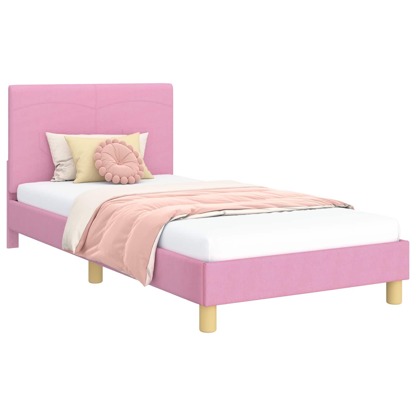 Struttura letto bambini con testata Rosa 80 x 200 cm Tessuto 42010992