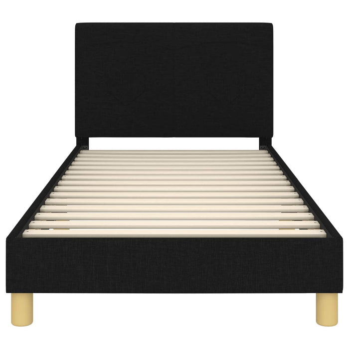Struttura letto bambini con testata Nero 90 x 190 cm Tessuto 42010996