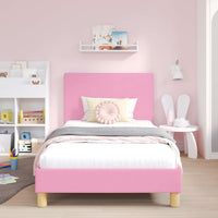 Struttura letto bambini con testata Rosa 90 x 190 cm Tessuto 42010997
