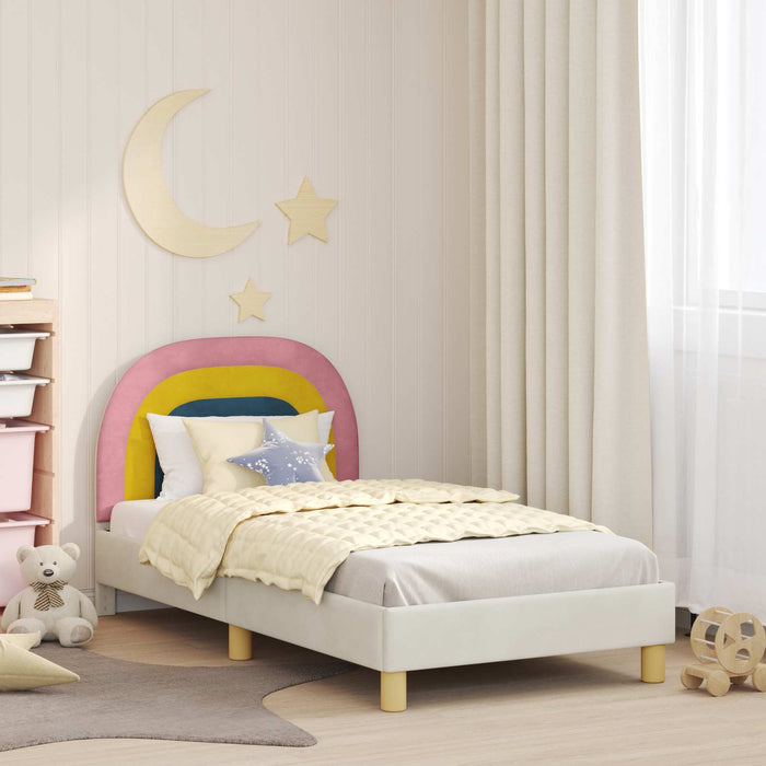 Struttura letto bambini con testata Crema 80 x 160 cm Velluto 42011006