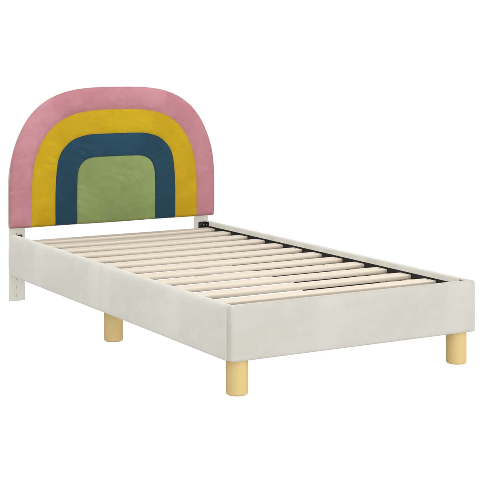 Struttura letto bambini con testata Crema 80 x 160 cm Velluto 42011006