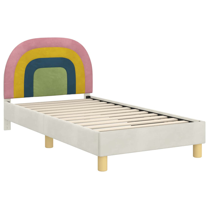 Struttura letto bambini con testata Crema 80 x 160 cm Velluto 42011006