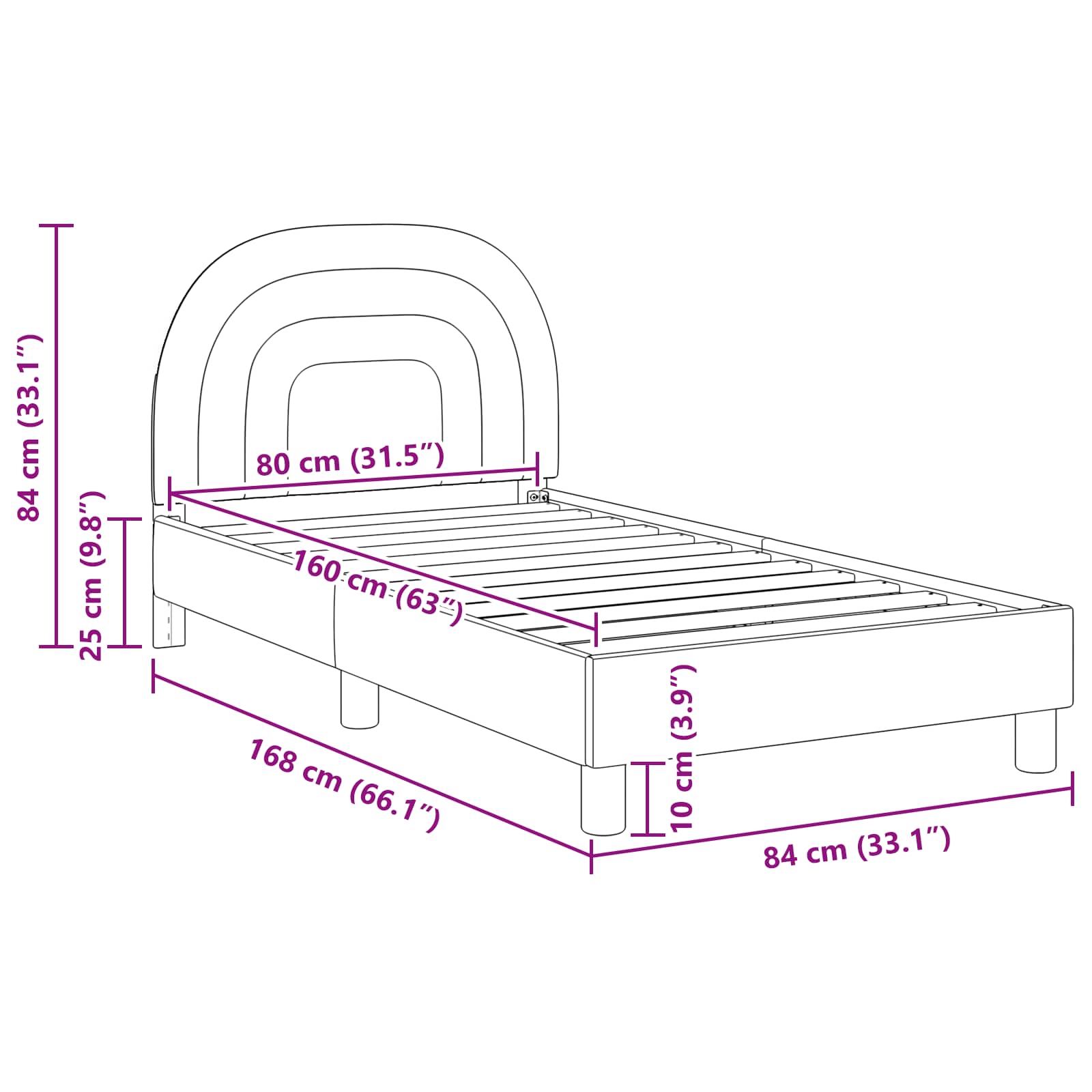 Struttura letto bambini con testata Crema 80 x 160 cm Velluto 42011006