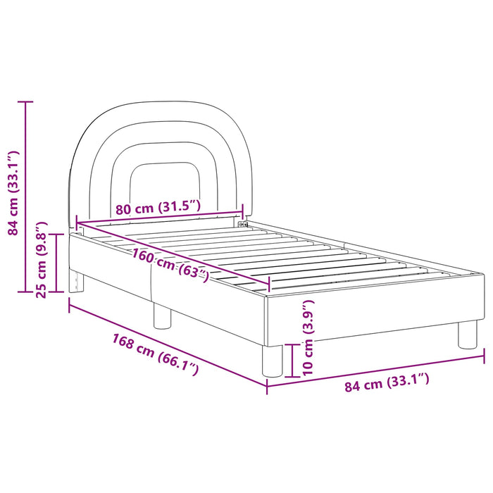 Struttura letto bambini con testata Crema 80 x 160 cm Velluto 42011006