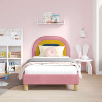 Struttura letto bambini con testata Rosa 80 x 160 cm Velluto 42011007