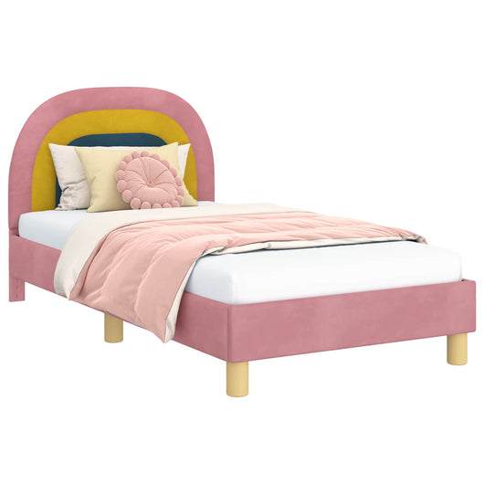 Struttura letto bambini con testata Rosa 80 x 160 cm Velluto 42011007