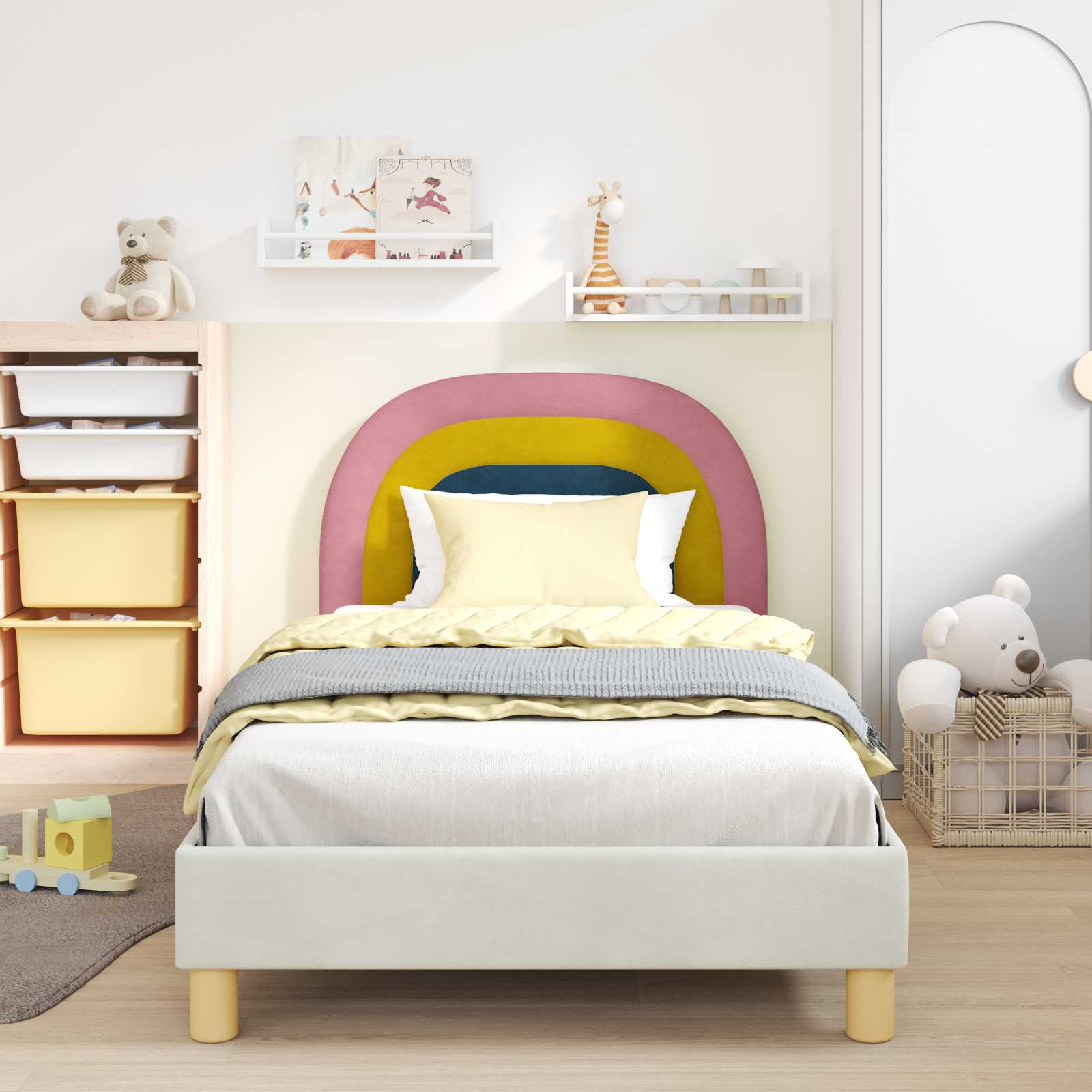 Struttura letto bambini con testata Crema 80 x 200 cm Velluto 42011008