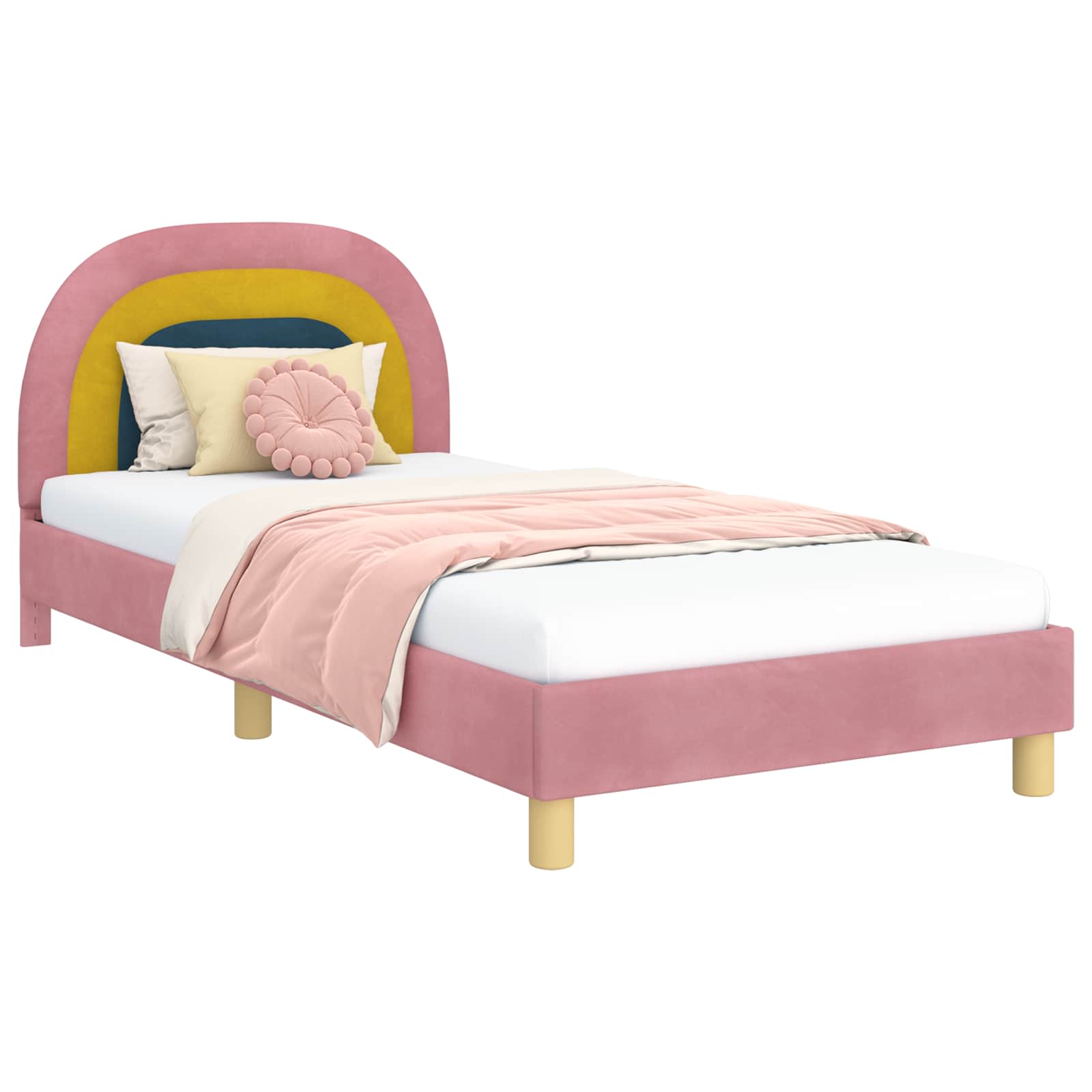 Struttura letto bambini con testata Rosa 80 x 200 cm Velluto 42011009