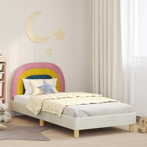Struttura letto bambini con testata Crema 90 x 190 cm Velluto 42011010