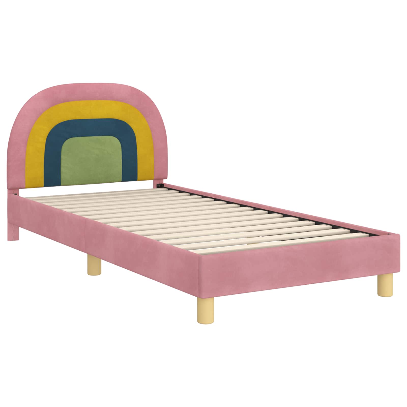 Struttura letto bambini con testata Rosa 90 x 190 cm Velluto 42011011