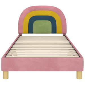 Struttura letto bambini con testata Rosa 90 x 190 cm Velluto 42011011