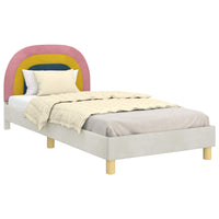 Struttura letto bambini con testata Crema 90 x 200 cm Velluto 42011012