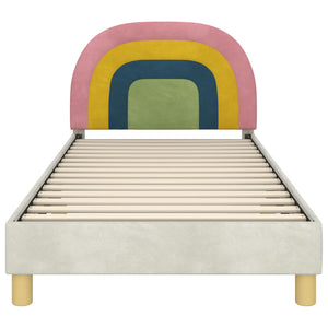 Struttura letto bambini con testata Crema 90 x 200 cm Velluto 42011012