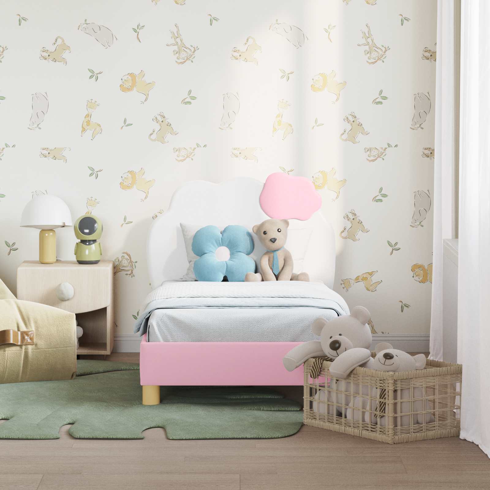 Struttura letto per bambini con testata Rosa 70 x 140 cm PU 42011014