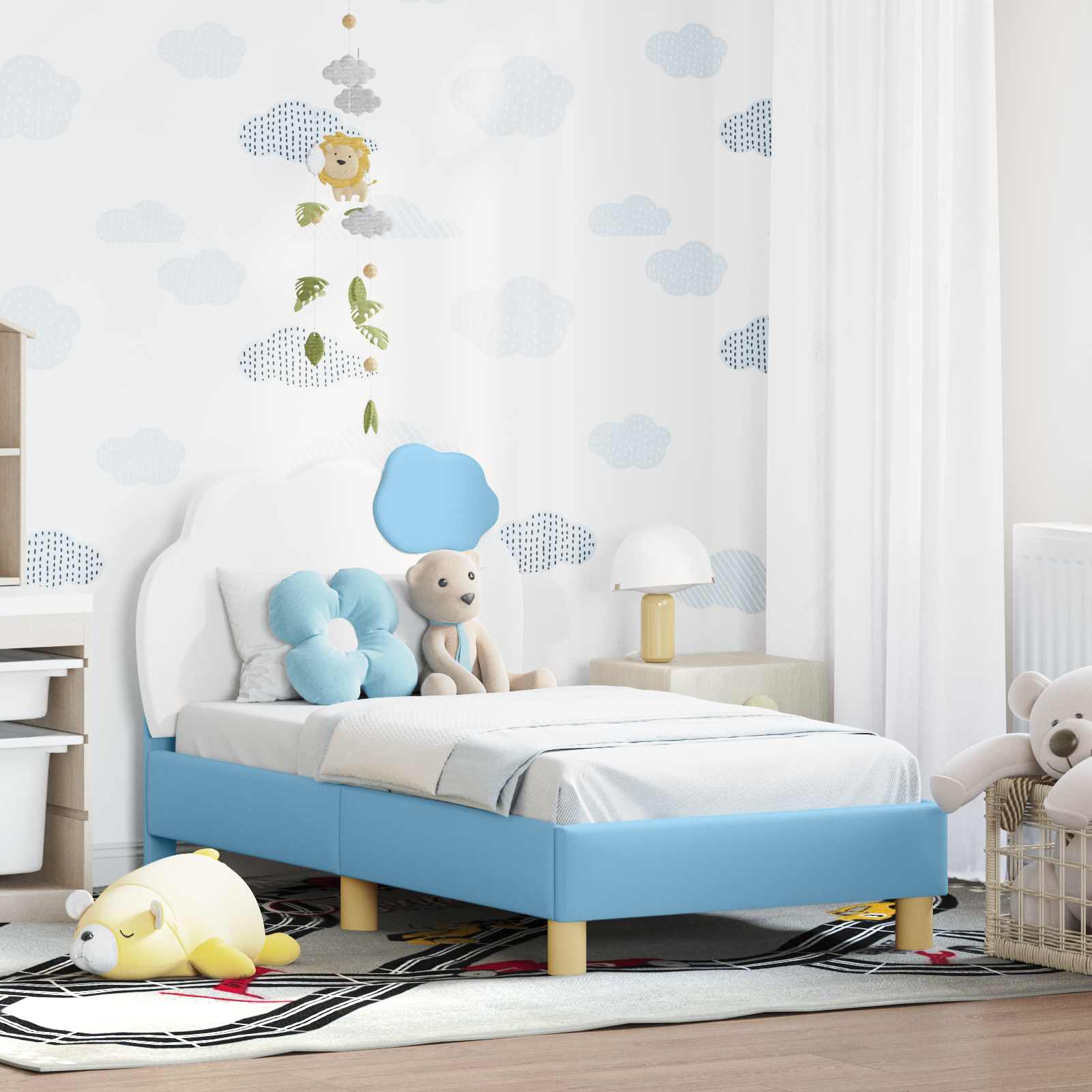 Struttura letto per bambini con testata Blu 70 x 140 cm PU 42011015