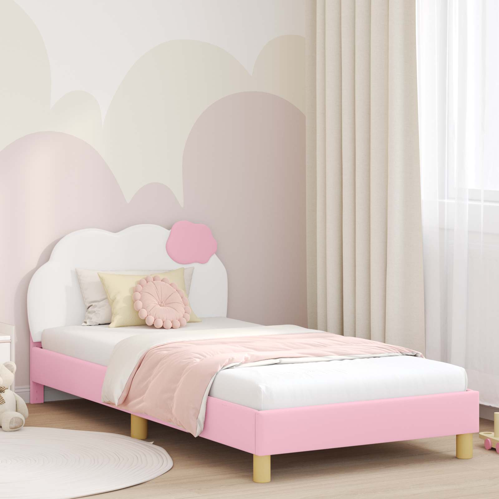 Struttura letto bambini con testata Rosa 90 x 190 cm PU 42011020