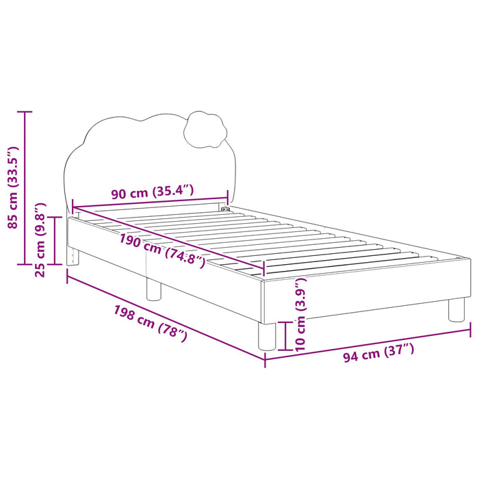 Struttura letto bambini con testata Rosa 90 x 190 cm PU 42011020