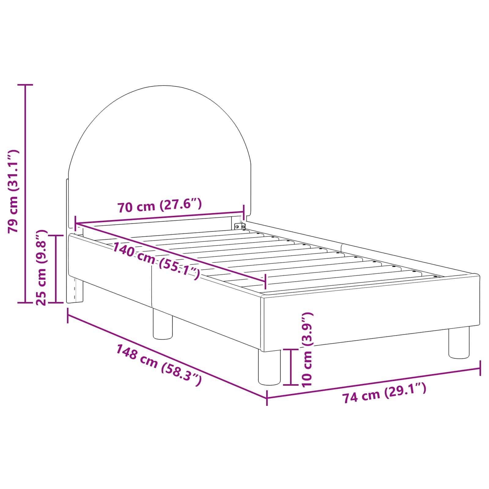 Struttura letto per bambini con testata Crema 70 x 140 cm 42011024